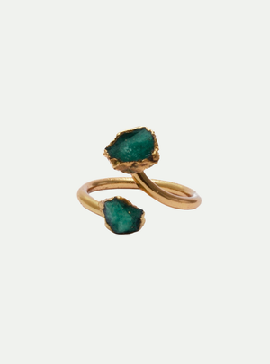ANILLO CURVO DOS ESMERALDAS