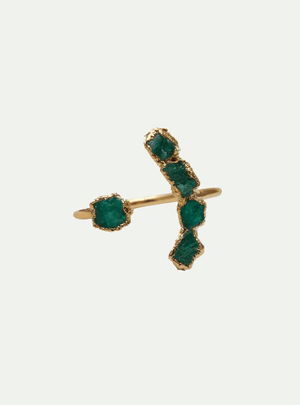 ANILLO MEDIA LUNA ESMERALDA - Lena Joyas