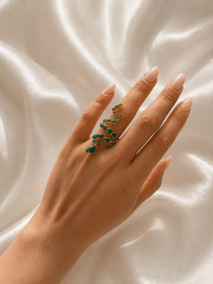 ANILLO SNAKE LARGO ESMERALDA - Lena Joyas